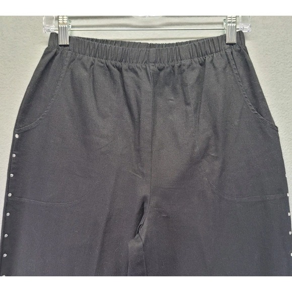 Quaker Factory Black Straight Leg Cotton Pants Womens Size Small Made In USA - Picture 2 of 9